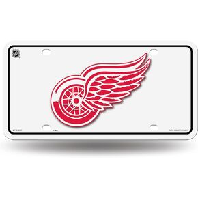 Rico Industries NHL Detroit Red Wings White Metal Auto Tag 8.5" x 11" - Great for Truck/Car/SUV