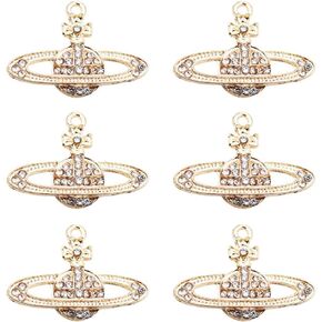 SiegYma Unique Planet 6Pcs Diamond Artificial Pearl Charms Jewelry Pendant Decoration DIY Best Gift for Handmade Making Necklace Bracelet Earring Keychain Accessories (Diamond Style)
