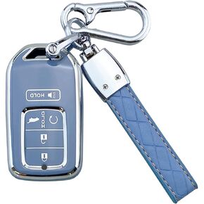 Key Fob Case Cover Compatible With Honda Accord Civic Cr-V Hr-V Fit Odyssey Jed Crosstour Crider Accessories (Black)