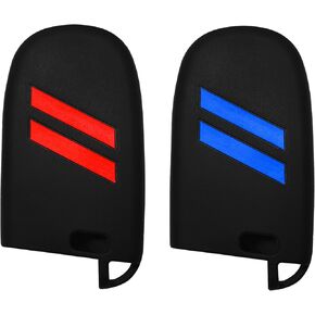 سيليكون مفتاح فوب غطاء حامي 5 أزرار صالح بدون مفتاح لملحقات دودج مفتاح قذيفة لشاحن تشالنجر دورانجو رحلة دارت (1 حزمة (ألياف الكربون الأحمر تقليم)) in Kuwait