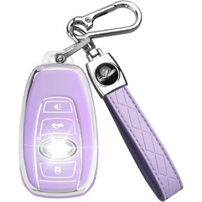 for Subaru Key fob Cover Case with Keychain, TPU Keys Case Shell Protector 4 Buttons fit for Subaru Outback Crosstrek Ascent Impreza Forester WRX BRZ Legacy (Black)