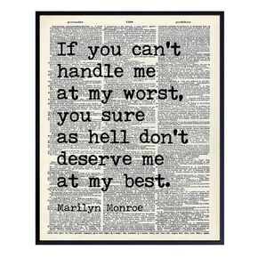 Marilyn Monroe Poster - 8x10 Upcycled Dictionary Art - Home Theater Decor, Wall Decoration - Funny Quote - Gift for Women, Woman - Unframed Print