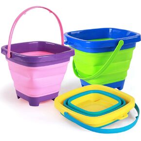 Beach Toys Set for Kids, Collapsible Beach Bucket and Shovels Set with Mesh Beach Toys Bag, Sand Molds, Flags, Sand Toys for Toddlers Kids