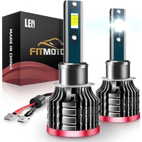 FITMOTORS H1 LED Bulbs,80W 16000 Lumens Bright,6500K Cool White LED Fog Light Halogen Replacement IP68 Waterproof, Pack of 2