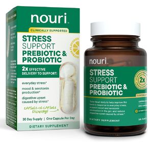 Nouri Stress Support Probiotic and Omega Capsules, Take Daily-30 Day Supply