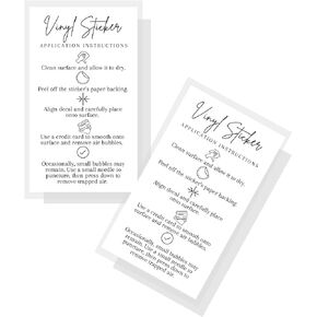 Vinyl Sticker Application Instruction Card | Physical Printed 2" x 3.5" inches Business Card Size | White Card Design