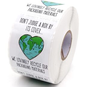 Muminglong 1.5 Inch Don’t Judge a Box by Its Cover Sticker, Thank You Sticker, Reused Box, Recycling Label, Love Shaped Earth Sticker,Handmade Sticker,Packaging Sticker, 500 PCS