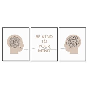Be Kind To Your Mind, Set Of 3 Prints, Mental Health Art, Therapy Wall Decor, Counseling Art, Office Wall Decor, Counselor Office Decor, Ready For Framing (11x14 inch)
