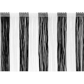 Trims by the Yard 4" Striped Multicolor chainette Fringe Black/White (5 Yard Cut) Trim