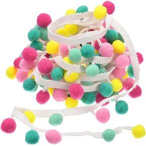 uxcell 5 Yards Pom Pom Ball Fringe Trim, Ribbon Sewing DIY Crafts Accessory for Home Curtain Clothes Pillow Decoration, Colorful