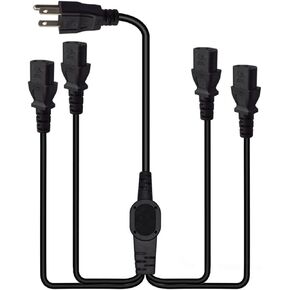 Computer Power Splitter Cord,Monitor Power Cord,NEMA 5-15P to IEC320 2X C13 Y-Power Cable, C13 Splitter,Power Supply for 2 Devices at a time - UL Listed (3.2FT/1M, 5-15P to 2X C13)