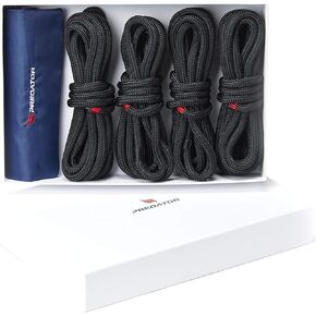 NZ Hi-Performance Dock Lines Bag Set | 3/8" x 15' Double Braided Nylon Dock Line with 12 Inch Eyelet | Dock Lines for Boats | Ropes for Boats (Black)