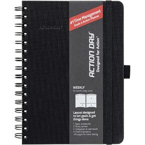 Action Day 2023-2024 Dated Academic Planner Weekly Monthly School Diary,Calendar,Powerful Action Design and You Get It Done,Faster,Better,More Easily - Pen loop,Bookmarks,Pocket - 7x9, Black