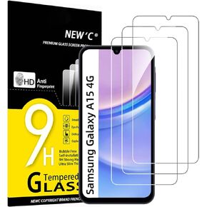 NEW'C [3 Pack Designed for Samsung Galaxy A15 5G/4G Screen Protector Tempered Glass,Case Friendly Scratch-proof, Bubble Free, Ultra Resistant
