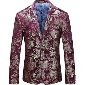 MOGU Mens Floral Printed Blazer Suit Jacket Slim Fit Dinner Tuxedo for Party Dance Prom Homecoming