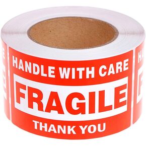 RBHK Fragile Stickers - 3'' x 5'' Handle with Care Shipping Label Stickers, 500 Permanent Adhesive Labels Per Roll (1 Roll)