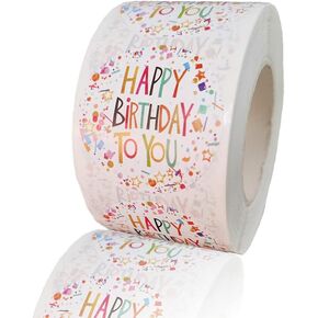 1.5" Happy Birthday Stickers Labels Roll Round Birthday Party Sticker Labels Baby Shower Holiday Decorative Envelope Seals Label Stickers for Cards,500 Labels Per Roll
