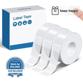 POLONO Genuine P31S Label Maker Tape, Adapted Label Print Paper, 14x40mm(0.55"x1.57"), Standard Laminated Self-Adhesive Labels, Label Maker Tape Refill for Home Office, 540 Labels/3 Roll, Transparent