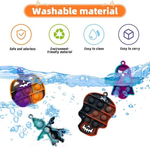 Halloween Party Favors, Halloween Pop Fidget Toys Pack,Halloween Supplies for Kids 4-8 8-12,Relieves Stress Anxiety Toys Pop Keychain Bulk,Classroom Rewards(24 PCS Keychain Toys+24 PCS Greeting Card) in Kuwait