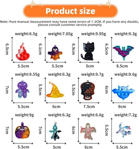 Halloween Party Favors, Halloween Pop Fidget Toys Pack,Halloween Supplies for Kids 4-8 8-12,Relieves Stress Anxiety Toys Pop Keychain Bulk,Classroom Rewards(24 PCS Keychain Toys+24 PCS Greeting Card) in Kuwait