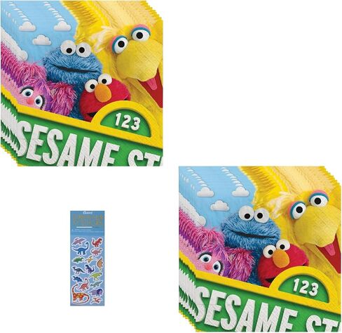 Sesame Street Party Birthday Party Baby Shower Supplies Bundle Pack includes 16 Lunch Paper Plates 9" and 1 Dinosaur Sticker Sheet in Saudi Arabia