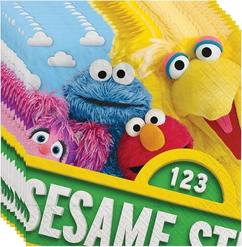 Sesame Street Party Birthday Party Baby Shower Supplies Bundle Pack includes 16 Lunch Paper Plates 9" and 1 Dinosaur Sticker Sheet in Saudi Arabia