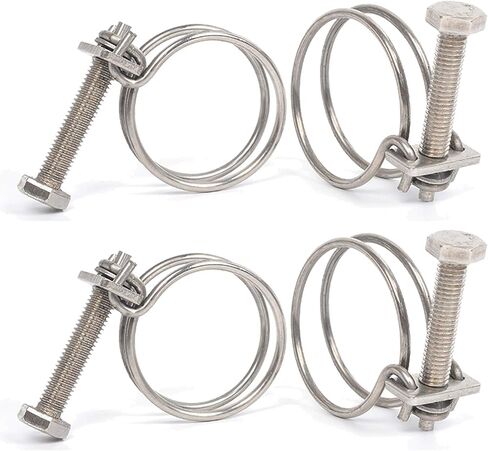 4 Pcs Double Wire Hose Clips Adjustable 304 Stainless Steel Hose Clamps Pond Hose Joint to Fit 36-40mm/ 1.41-1.57 inch Pipe in Saudi Arabia