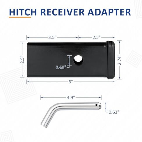 أنبوب استقبال وصلة المقطورة PENSUN من 2.5 إلى 2 بوصة مع دبوس وصلة ومشبك 2.5 بوصة × 6 بوصة محول وصلة مقطورة مناسب لمرفقات وصلة المقطورة مقاس 2 بوصة in Kuwait