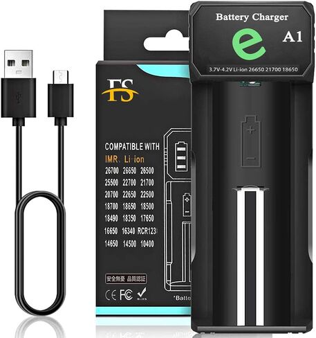 شاحن بطارية WISSBLUE 18650 قابل لإعادة الشحن، مجموعة شاحن سريع 1A، مناسب لبطارية ليثيوم 3.7 فولت 26650 18650 14500... in Kuwait