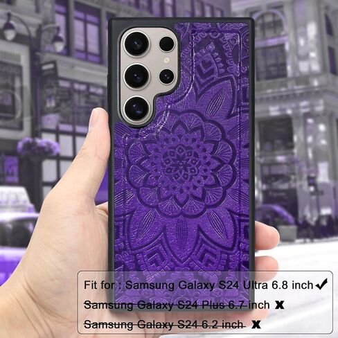 Harryshell Detachable Magnetic Zipper Wallet Leather Case with Cash Coin Pocket 12 Card Slots Holder Wrist Strap Lanyard for Samsung Galaxy S24 Ultra 5G 6.8 inch (2024) (Flower Blue Green) in Kuwait