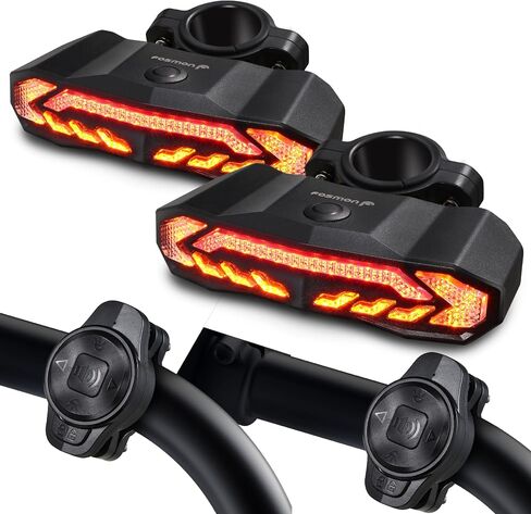Fosmon Smart Bike Tail Light with Turn Signal and Automatic Brake Light, USB Rechargeable Wireless Anti-Theft Bike Alarm with Remote, IP65 Waterproof Bicycle Rear Light Safe for Night Riding in Saudi Arabia