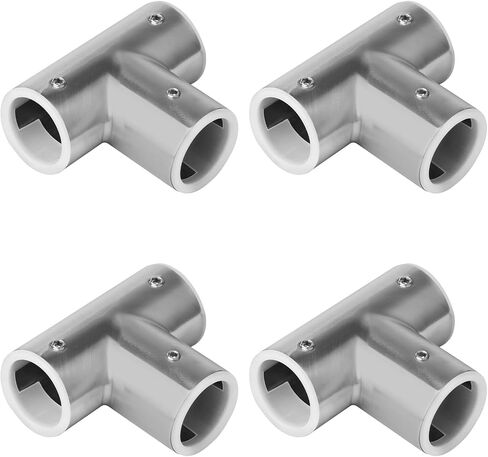 4 Pcs 1 x 1 inch T Pipe Clamps Structural Pipe Fitting, Stainless Steel Three Socket Tee Connector, Chain Link Fence End Rails Clamp, Boat Hand Rail Accessories, 2.4mm Thickness in Saudi Arabia