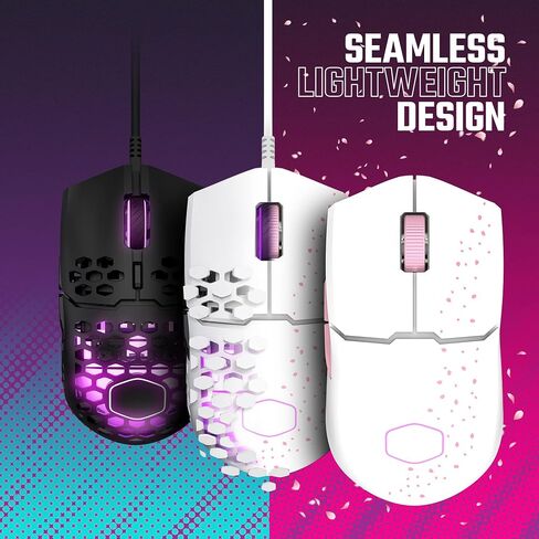 ماوس الألعاب اللاسلكي Cooler Master MM712 Sakura وردي|أبيض، قابل للتعديل 19000 نقطة في البوصة، راحة اليد|مقبض مخلب، 2.4 جيجا هرتز|بلوتوث، مستشعر بصري PixArt، كابل فائق النسج، أقدام PTFE، إضاءة RGB (MM-712-WWOH2) in Saudi Arabia