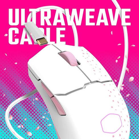 ماوس الألعاب اللاسلكي Cooler Master MM712 Sakura وردي|أبيض، قابل للتعديل 19000 نقطة في البوصة، راحة اليد|مقبض مخلب، 2.4 جيجا هرتز|بلوتوث، مستشعر بصري PixArt، كابل فائق النسج، أقدام PTFE، إضاءة RGB (MM-712-WWOH2) in Saudi Arabia