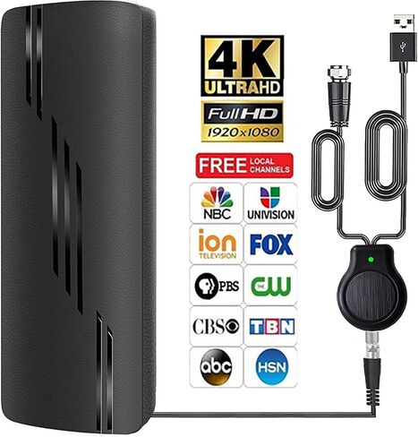 900+ Miles Range TV Antenna, Digital Antenna for Smart TV Indoor, HD TV Antenna Outdoor for Local Channels, Amplified Antenna for TV and Signal Booster, Support 4K 1080p - 38ft Coax Cable in Saudi Arabia