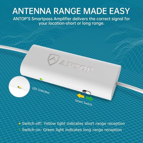 Antop Outdoor Antenna At-400BV Big Boy Flat Panel Outdoor Indoor HDTV Antennna, 4G LTE Filter, Smart Pass Amplifier, Uhf/VHF Range Enhanced in Kuwait