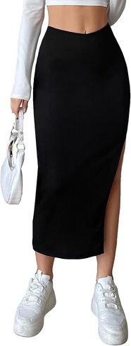 COZYEASE Women's Bodycon Midi Skirt High Waist Split Skirt Sexy Pencil Skirt Elegant Casual Basic Skirt in Saudi Arabia