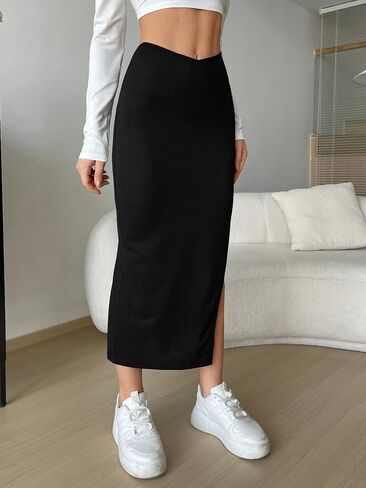 COZYEASE Women's Bodycon Midi Skirt High Waist Split Skirt Sexy Pencil Skirt Elegant Casual Basic Skirt in Saudi Arabia