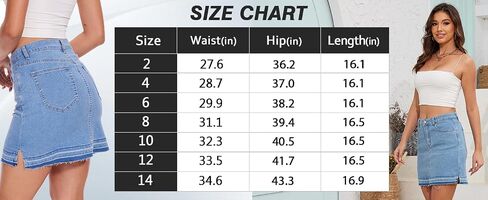 VIPONES Women Denim Skirt High Waist Raw Hem Stretch Ripped Casual Mini Jean Skirts in Saudi Arabia