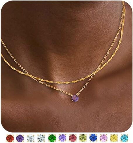 قلادة جوهرة الميلاد للنساء في سن المراهقة الفتيات العصرية الطبقات تشيكوسلوفاكيا الماس القلائد مجموعة قلادة ذهبية لذيذة غير تشويه الزمرد الأخضر الأحمر قلادة القلائد هدايا عيد ميلاد للنساء الأمهات المجوهرات in Kuwait