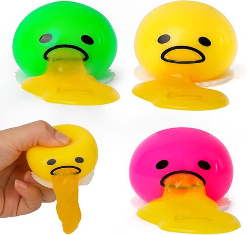 POPLAY 3 قطع القيء مص صفار البيض، الوحل الإجهاد البيض القيء البيض الجدة الإجهاد الضغط اللعب تململ لعبة الحسية للأطفال عيد ميلاد حزب مزحة اللعب in Kuwait