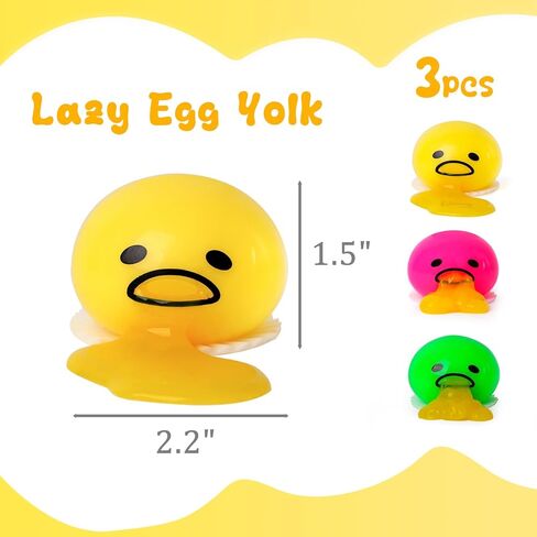 POPLAY 3 قطع القيء مص صفار البيض، الوحل الإجهاد البيض القيء البيض الجدة الإجهاد الضغط اللعب تململ لعبة الحسية للأطفال عيد ميلاد حزب مزحة اللعب in Kuwait