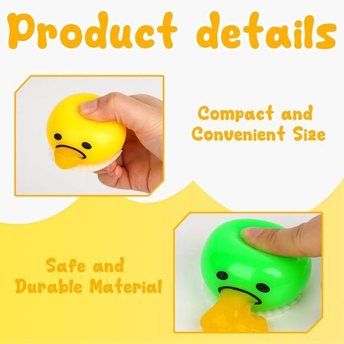 POPLAY 3 قطع القيء مص صفار البيض، الوحل الإجهاد البيض القيء البيض الجدة الإجهاد الضغط اللعب تململ لعبة الحسية للأطفال عيد ميلاد حزب مزحة اللعب in Kuwait