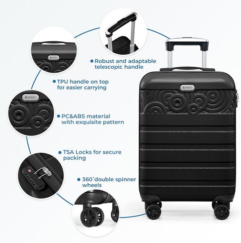Krute Carry On Luggage 22x14x9 الأمتعة ذات الغلاف الصلب المعتمدة من شركة الطيران مع عجلات دوارة، حقيبة أطفال مقاس 20 بوصة PC&ABS TSA Lock (AppleGreen) in Saudi Arabia