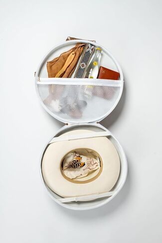 Hat Case for Travel - Tan and White in Saudi Arabia