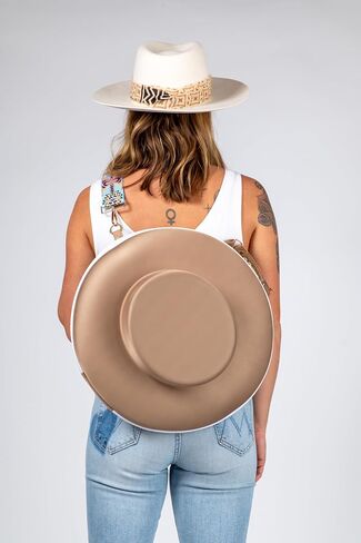 Hat Case for Travel - Tan and White in Saudi Arabia