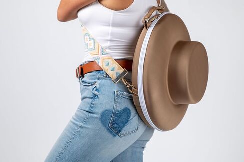Hat Case for Travel - Tan and White in Saudi Arabia