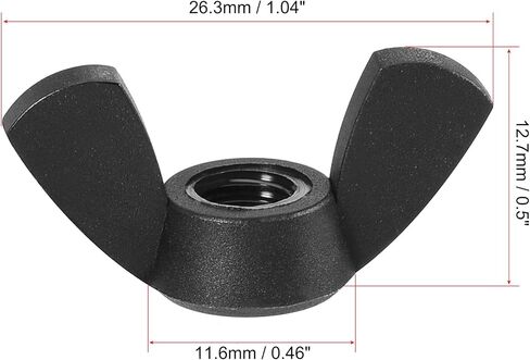 uxcell M8 صواميل جناح نايلون فراشة صامولة يدوية لشد السحابات باللون الأسود 12 قطعة in Kuwait