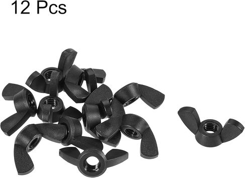 uxcell M8 صواميل جناح نايلون فراشة صامولة يدوية لشد السحابات باللون الأسود 12 قطعة in Kuwait