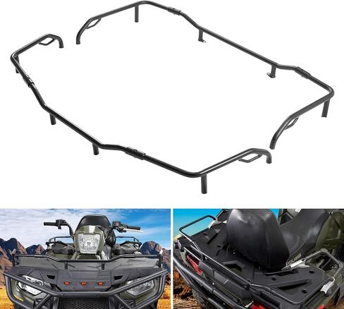 موسع الرف الأمامي والخلفي A & UTV PRO لعام 2014-2022 Polaris Sportsman Touring 570 450 HO، ملحقات تخزين موسع الرف الفولاذي الصلب للطرق الوعرة، استبدل OEM # 2879716، 2879717، أسود، مجموعة من 2 in Saudi Arabia
